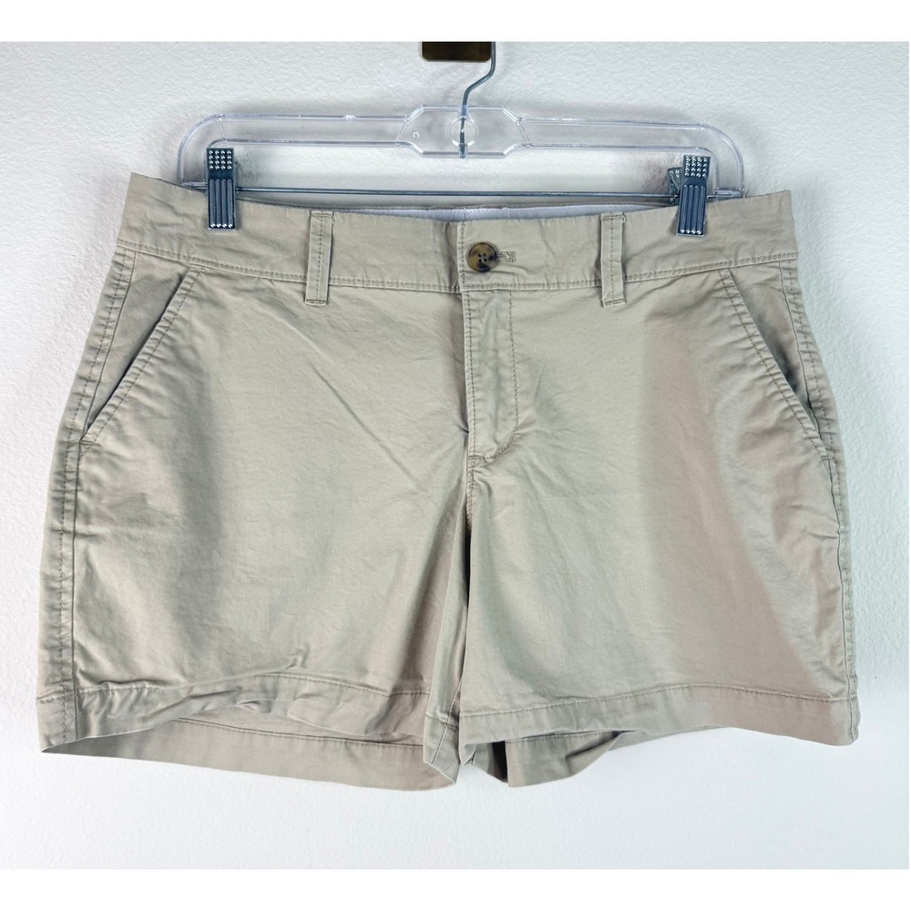 Old Navy Chino Shorts Womens 6 Khaki Tan Mid Rise Stretch Casual 1420B